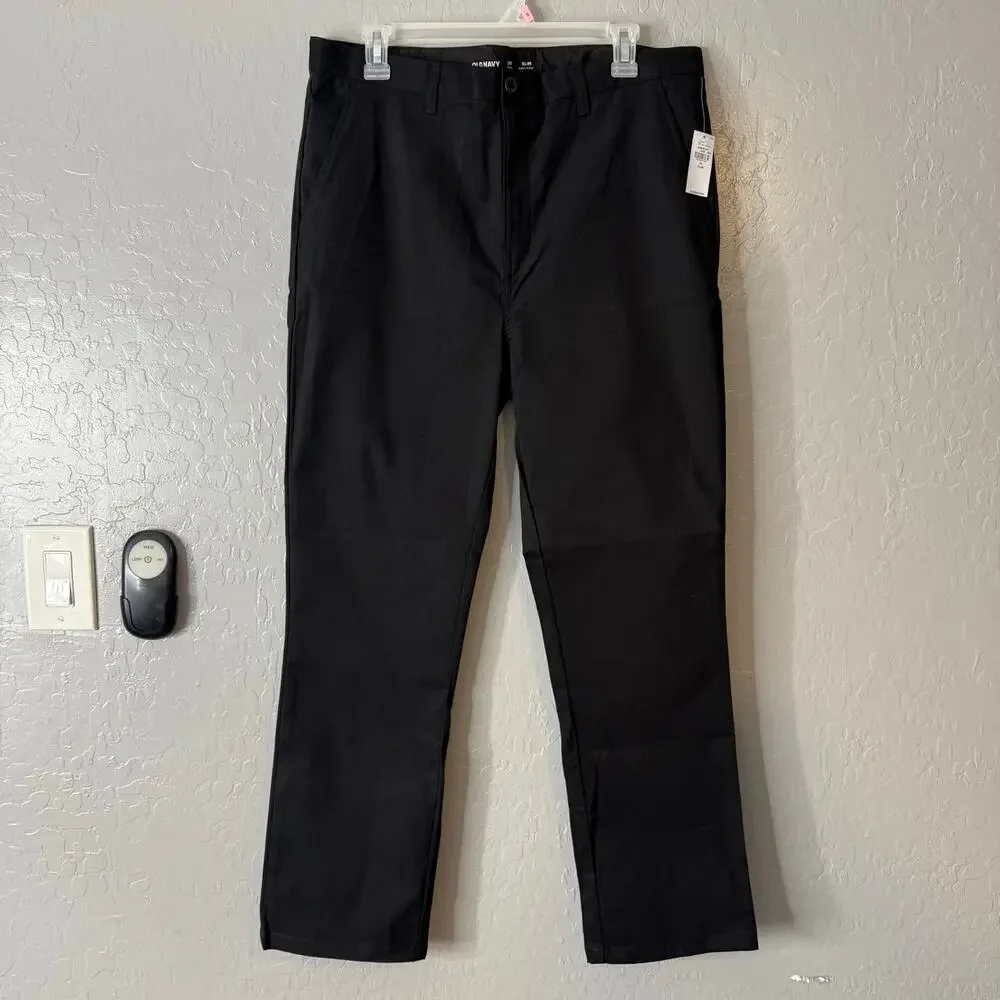 Old Navy Slim School Uniform Chino Pants for Boys, Black, 20 Plus 665608
